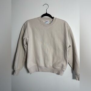 Aritzia TNA Cozy Fleece Perfect Crew Marcona Beige XS